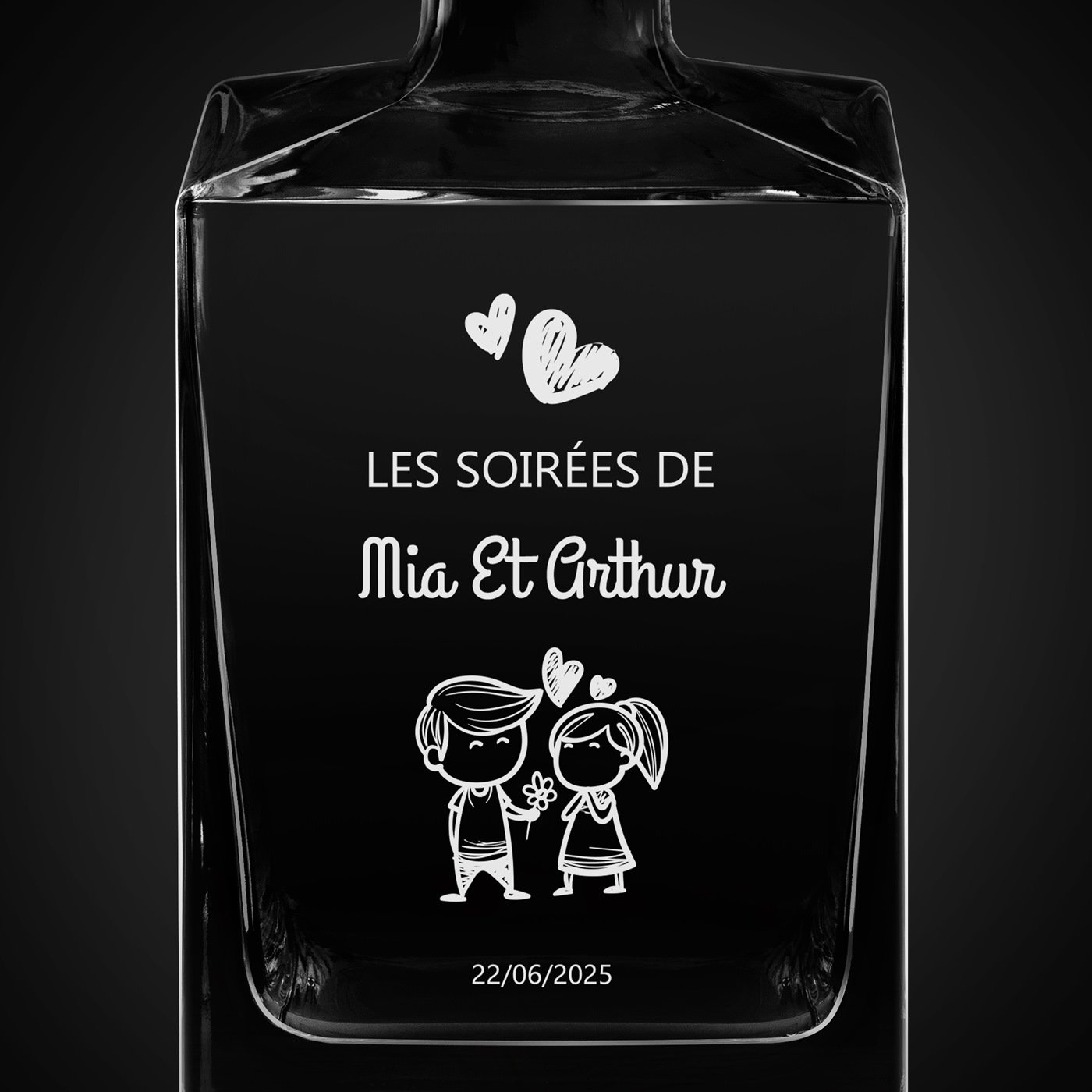 Carafe à whisky Cube avec gravure pour noces mariage crémaillère