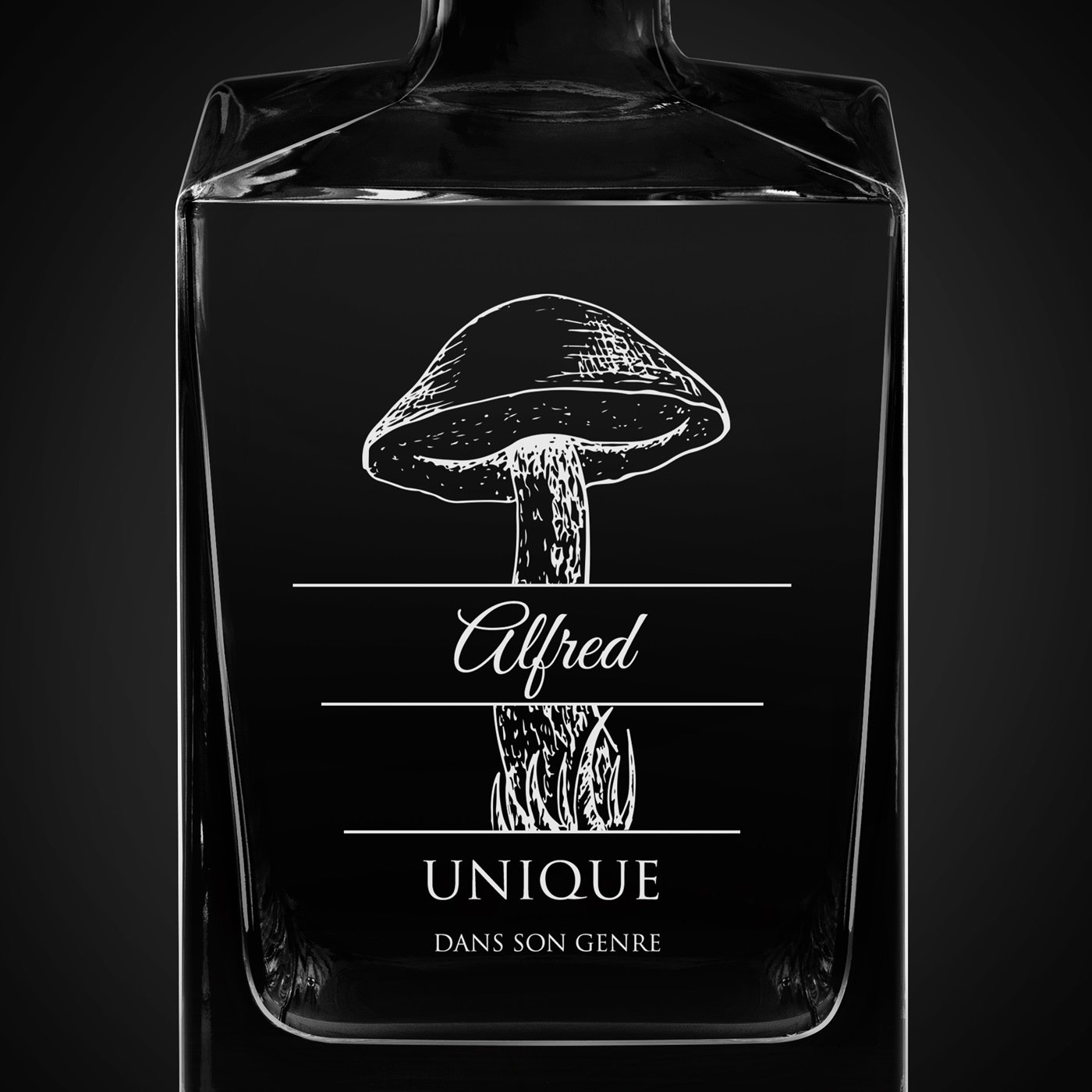 Carafe à whisky Cube avec gravure pour le cueilleur de champignons