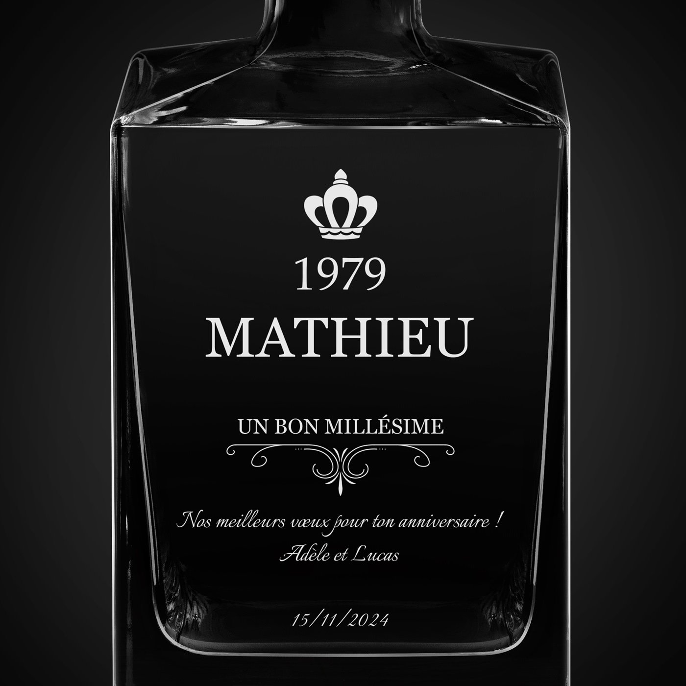 Carafe à whisky Cube avec gravure pour homme pour son anniversaire