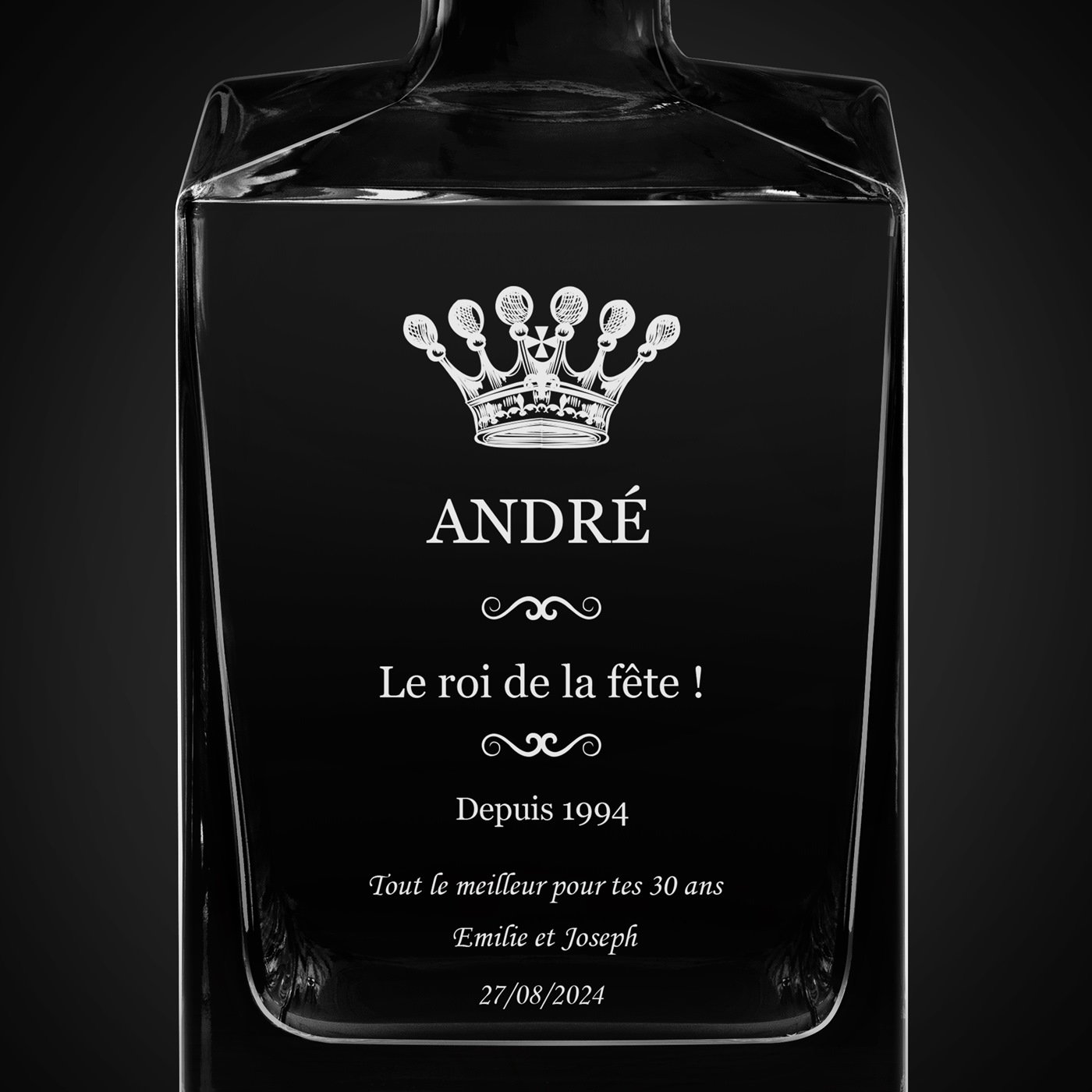 Carafe à whisky Cube avec gravure pour un roi de chaque fête