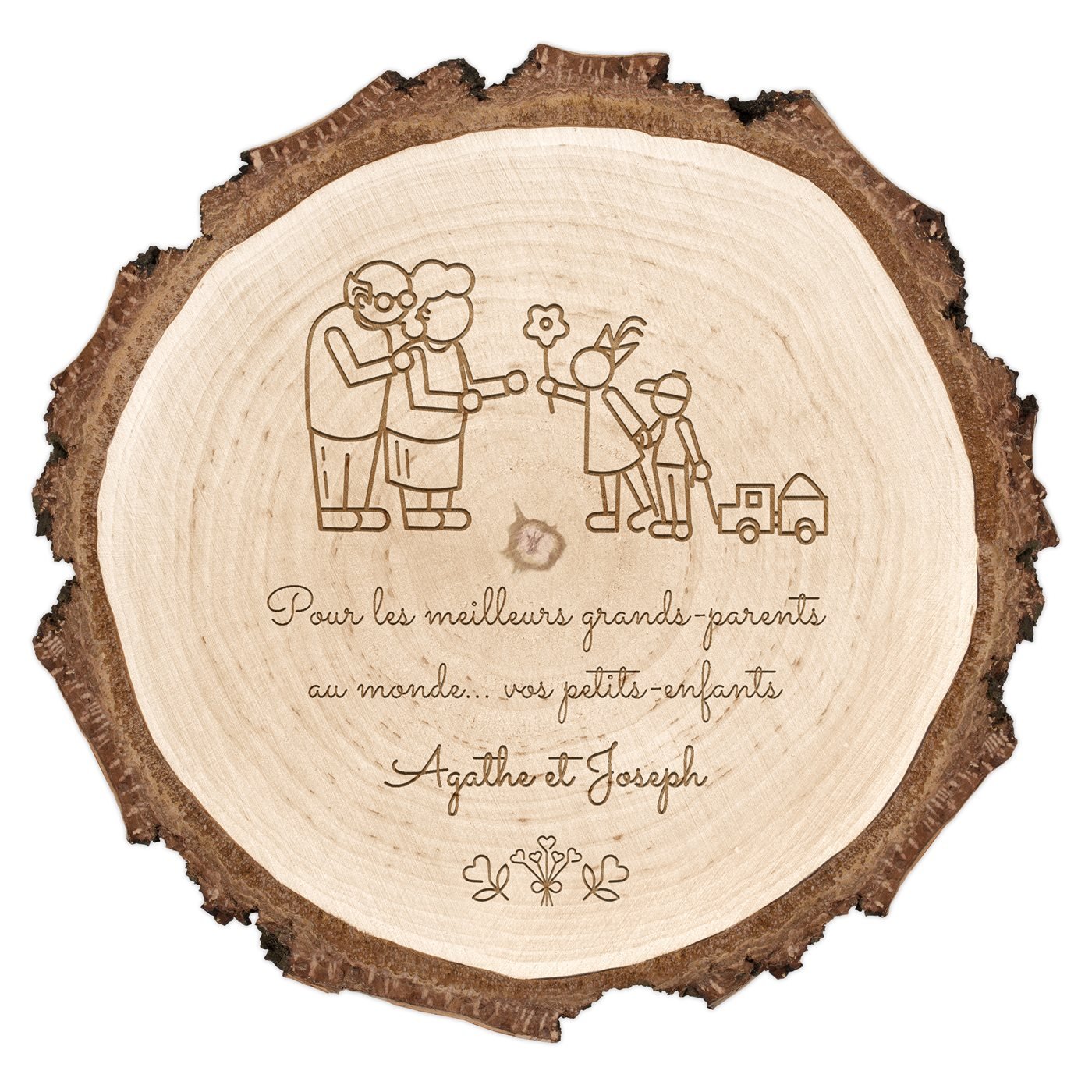 Rondin de bois personnalisé pour grands-parents pour l'anniversaire de mariage