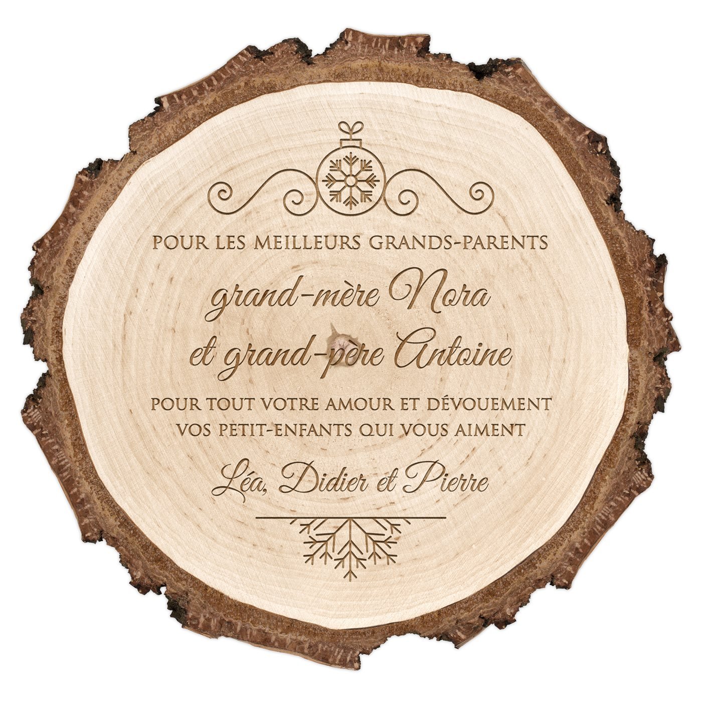 Rondin de bois personnalisé pour grands-parents pour Noël