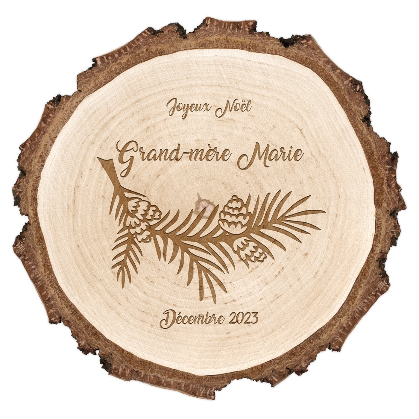 Rondin de bois personnalisé pour mamie pour Noël