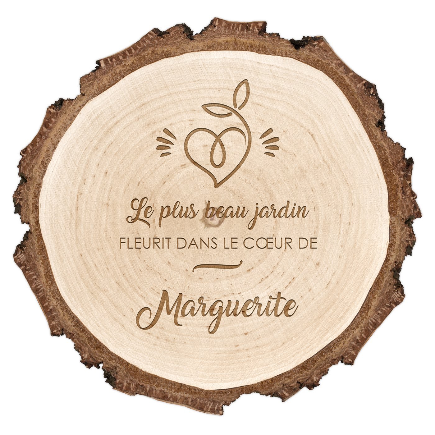 Rondin de bois avec gravure pour une copine pour la Saint-Valentin