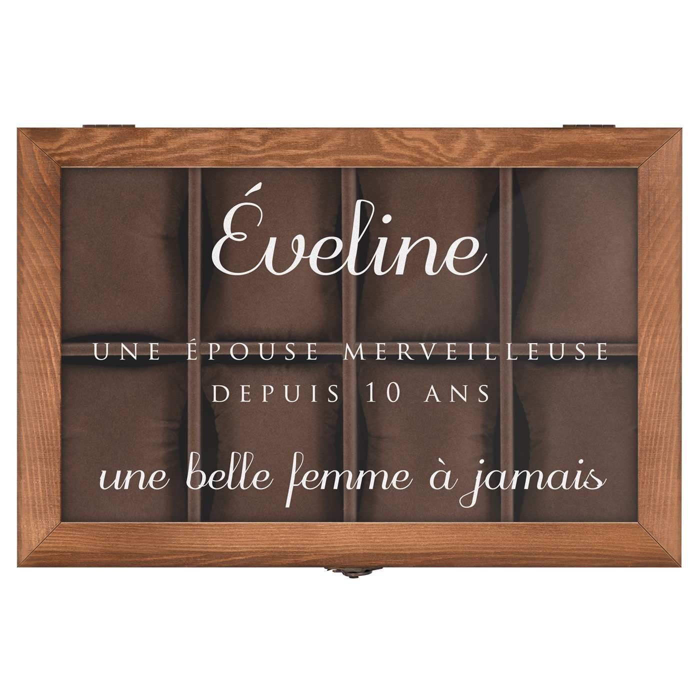 Coffret à montres et bijoux personnalisé pour une épouse pour 10 ans de mariage
