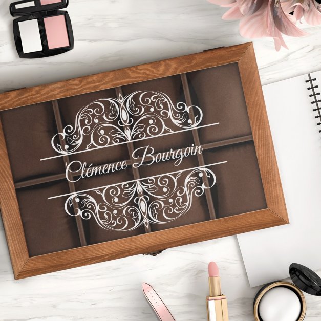 Coffret à montres et bijoux avec gravure pour l'anniversaire de maman