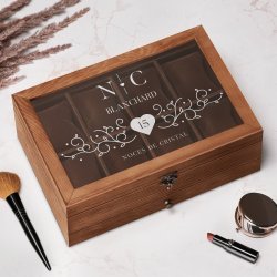 Coffret à montres et bijoux avec gravure pour un couple pour 15 ans de mariage