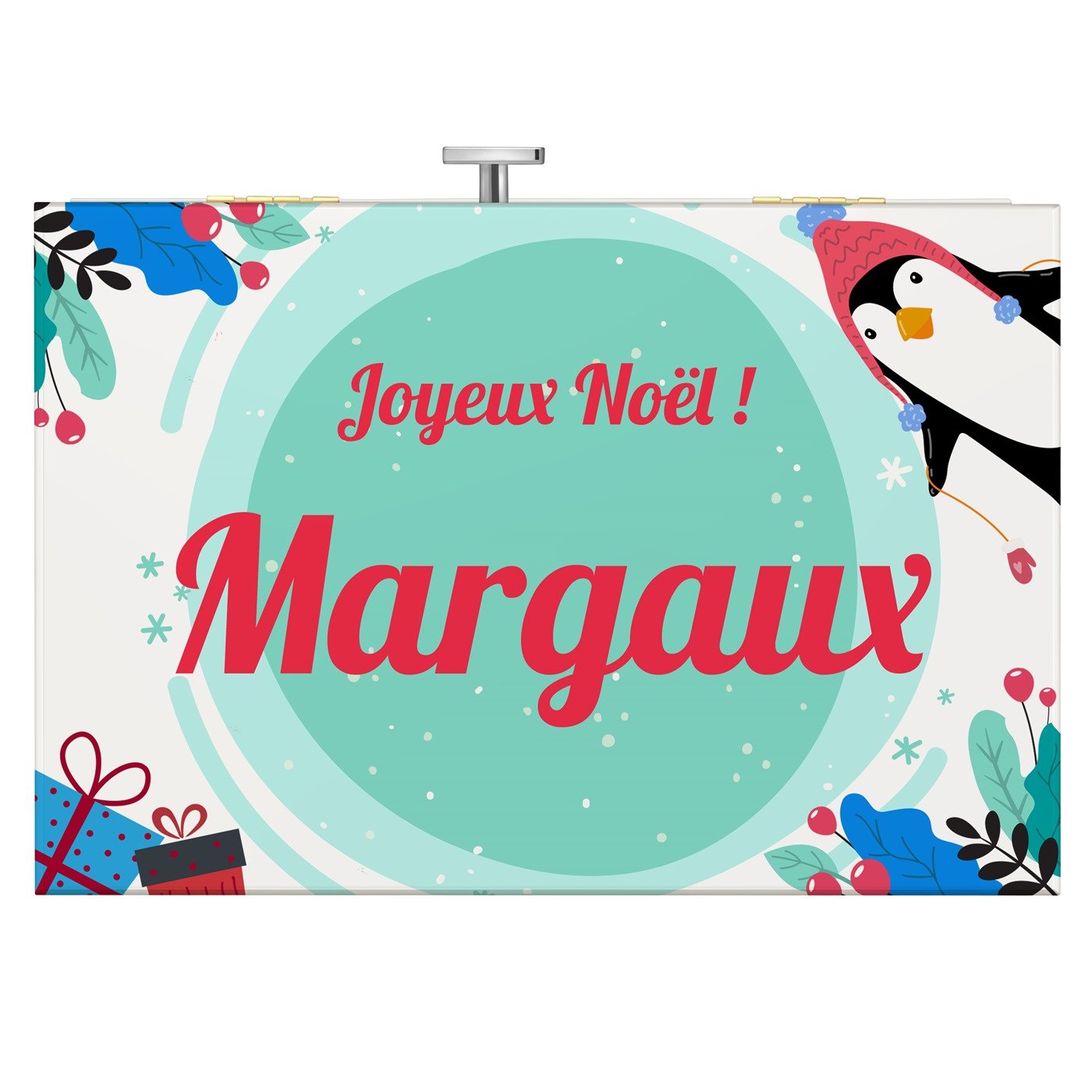 Boîte à musique avec un tiroir avec impression pour une fille pour Noël