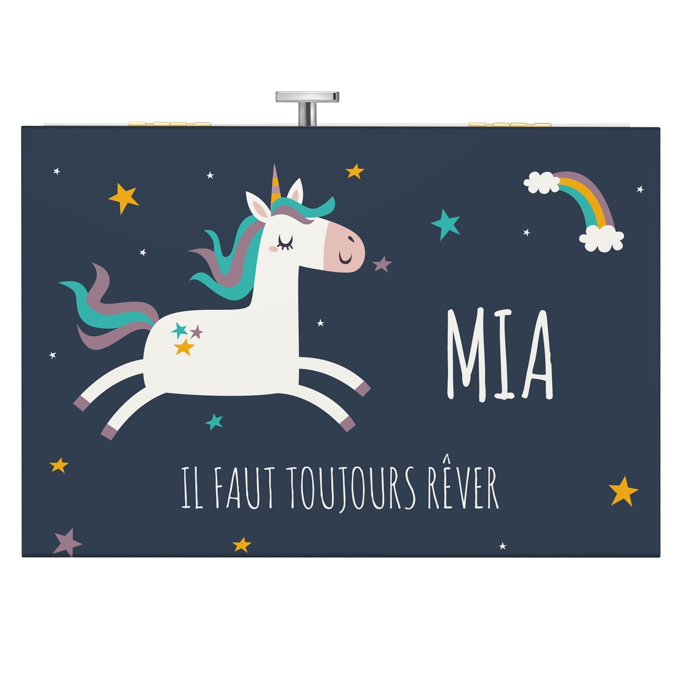 Boîte à musique avec un tiroir avec impression pour une nièce pour son anniversaire