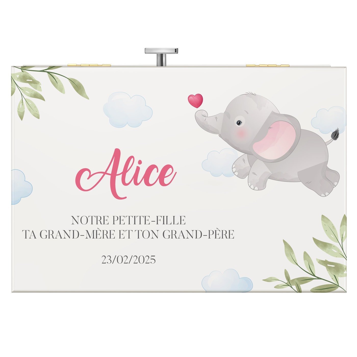 Boîte à musique avec un tiroir personnalisée pour une petite-fille pour son 1er anniversaire