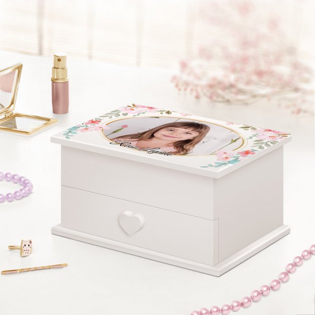 Boîte à musique pour bijoux avec votre photo imprimée pour l'anniversaire d'une petite fille