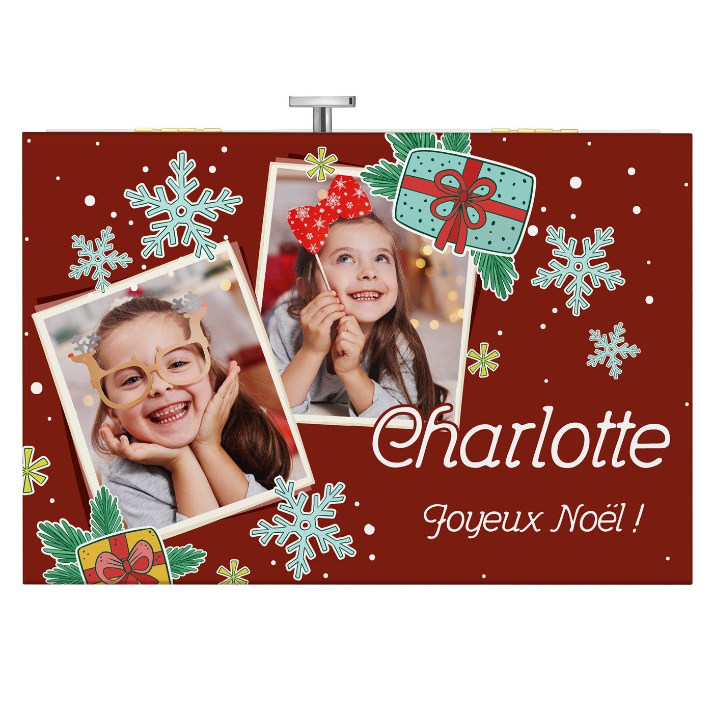 Boîte à musique pour bijoux avec votre photo imprimée pour une fille pour la Noël
