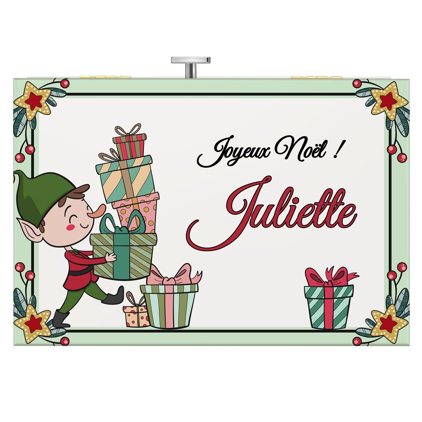 Boîte à musique pour bijoux imprimée pour enfant pour Noël