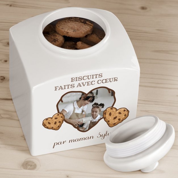 Pot à biscuits en céramique personnalisé pour maman avec votre photo