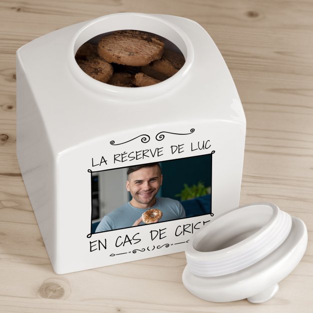 Pot à biscuits en céramique personnalisé pour homme avec votre photo 