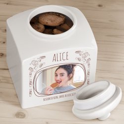 Pot à biscuits en céramique personnalisé avec votre photo pour une amie sœur copine 