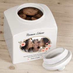 Pot à biscuits en céramique personnalisé avec votre photo pour maman