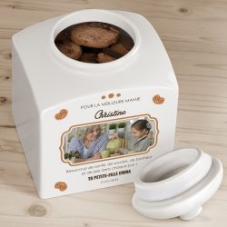 Pot à biscuits en céramique personnalisé avec votre photo pour mamie