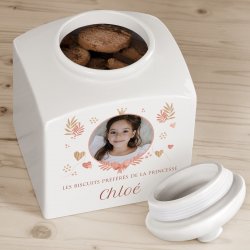 Pot à biscuits en céramique personnalisé avec votre photo pour une petite princesse 
