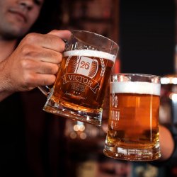 Chope en verre à bière avec gravure pour lui pour anniversaire