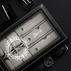 Coffret à montres et lunettes avec gravure pour un homme pour son 30e anniversaire