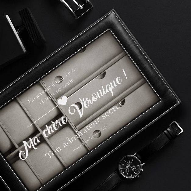 Coffret à montres et lunettes personnalisé pour une femme pour la Saint-Valentin