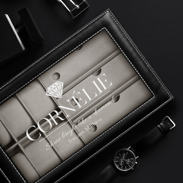 Coffret à montres et lunettes avec gravure pour une amie pour la Saint-Valentin