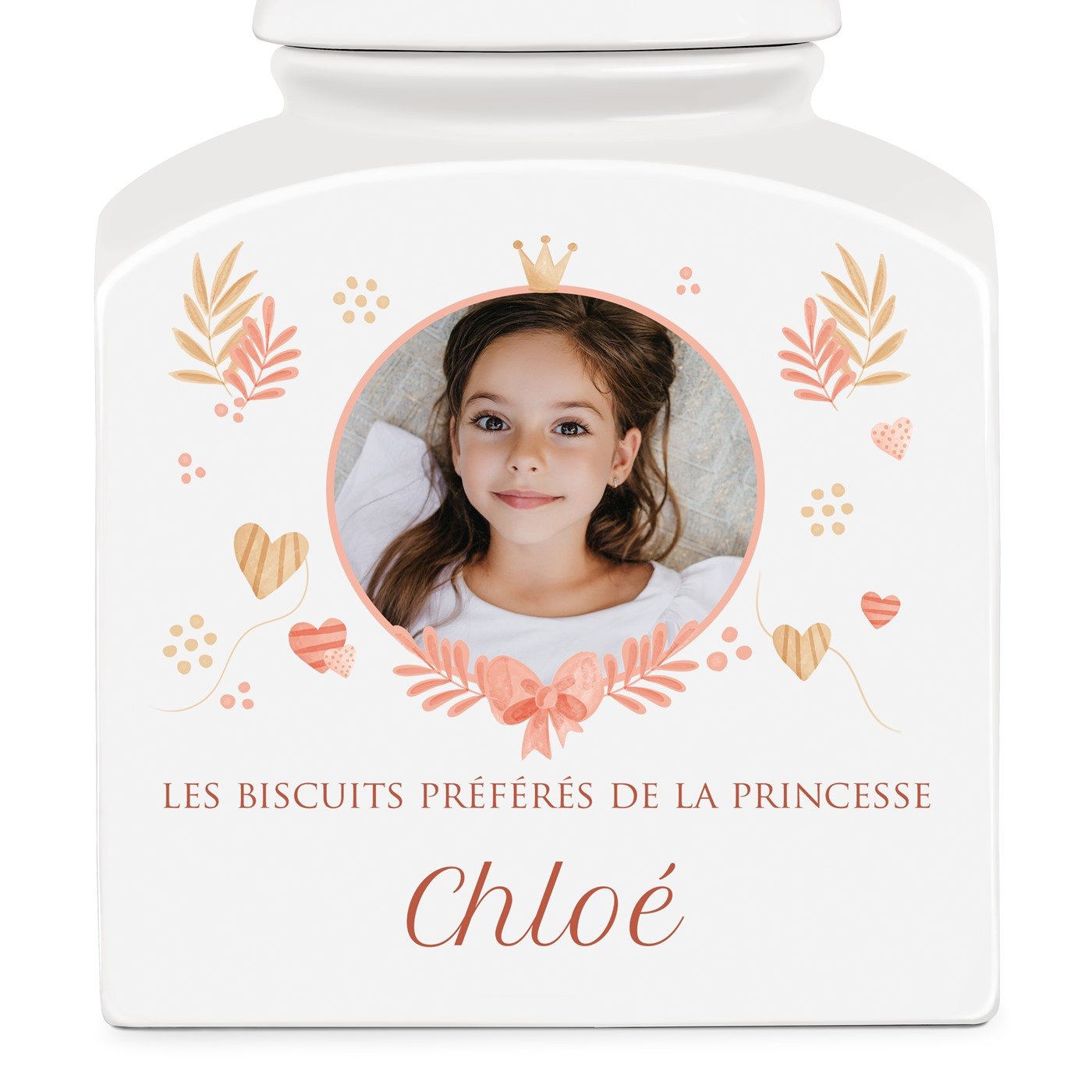 Pot à biscuits en céramique personnalisé avec votre photo pour une petite princesse 