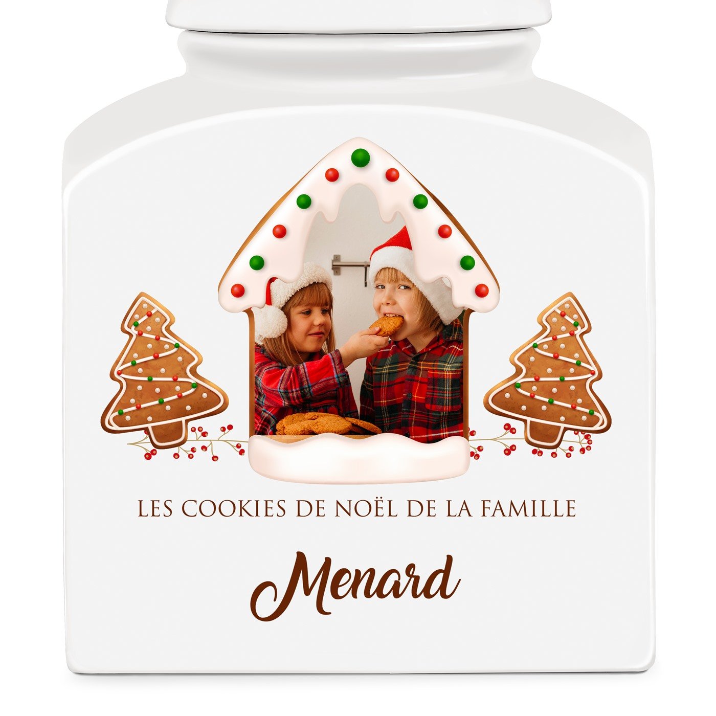 Pot à biscuits en céramique personnalisé avec votre photo pour un couple pour Noël