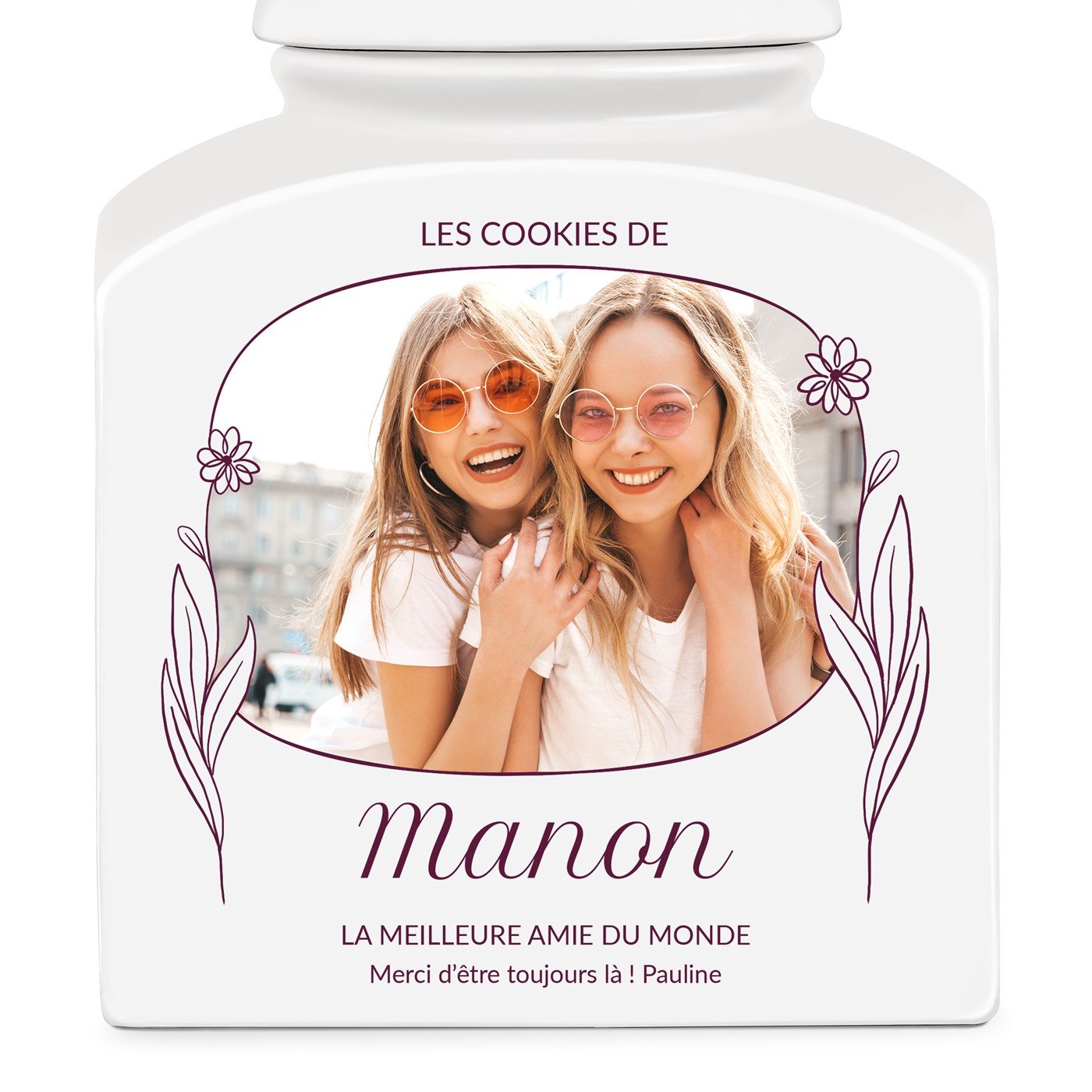 Pot à biscuits en céramique personnalisé pour la meilleure amie avec votre photo