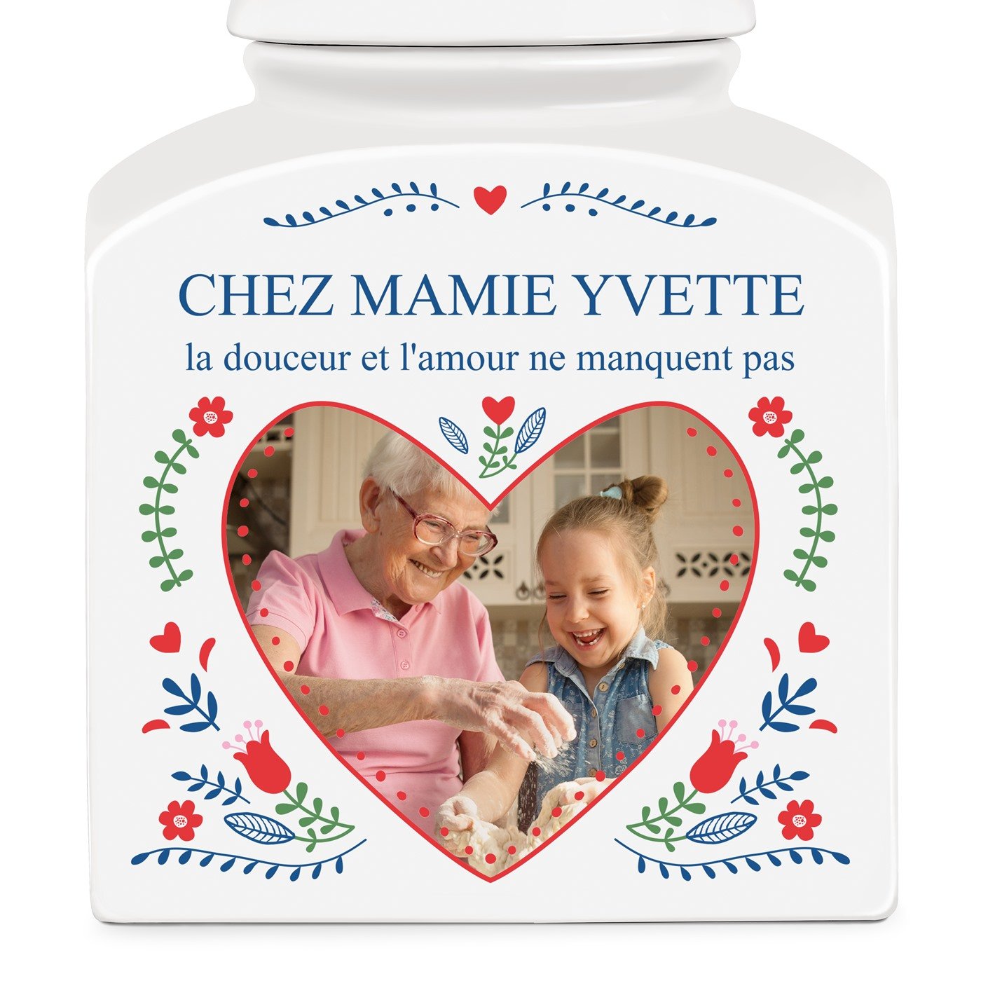 Pot à biscuits en céramique personnalisé avec votre photo pour une grand-mère préférée