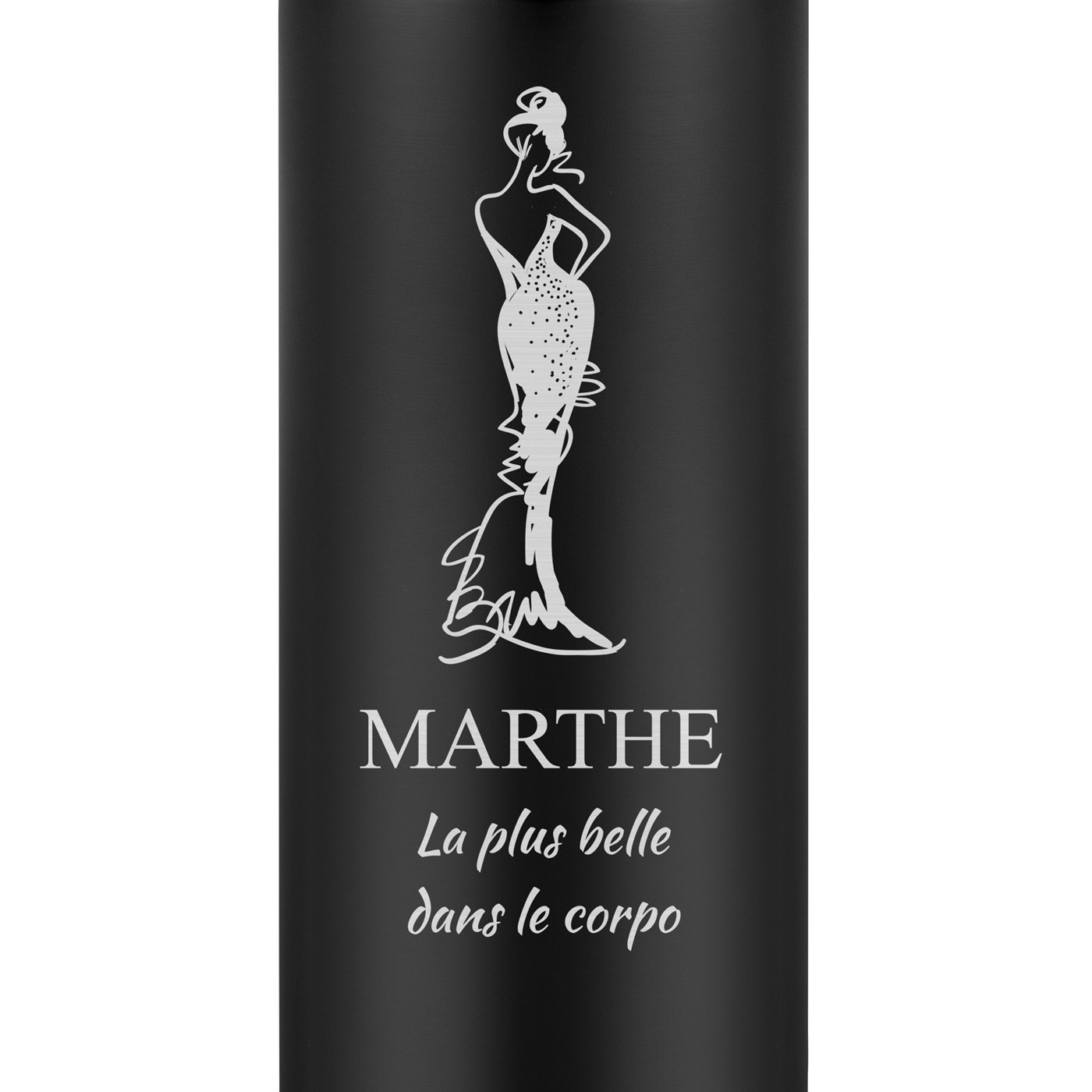 Mug isotherme noir avec gravure avec un affichage LED pour la fête des secrétaires