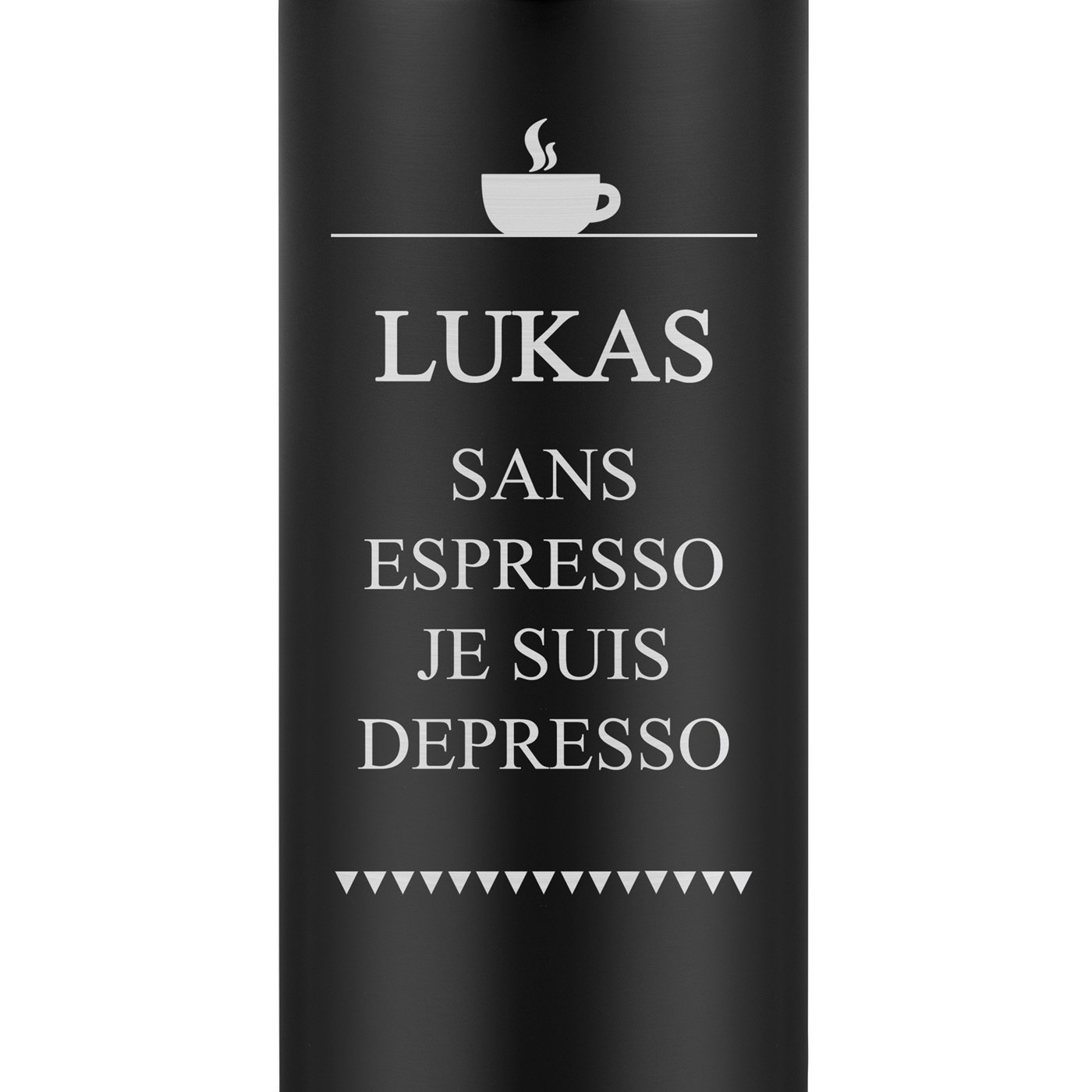 Mug thermos noir avec gravure avec un affichage LED pour l'anniversaire d'un copain