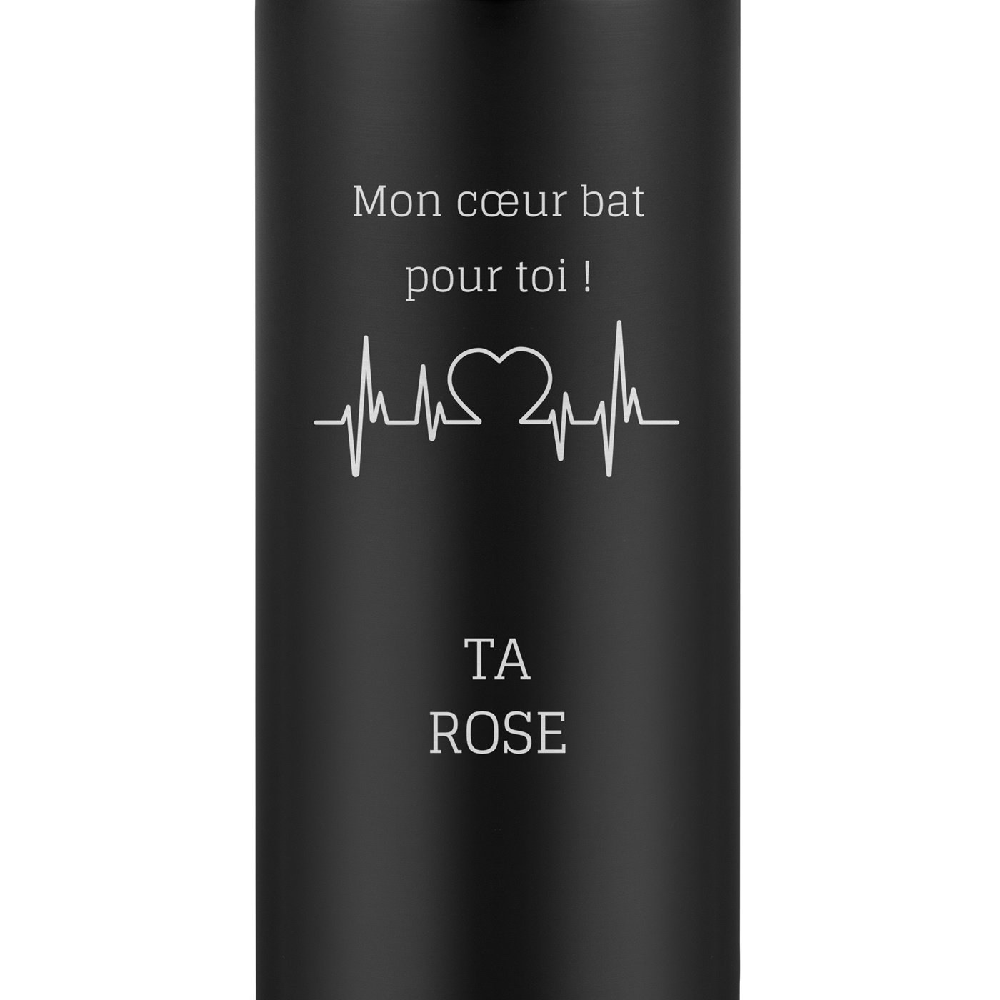 Tasse isotherme noire avec gravure avec un affichage LED pour un mari pour la Saint-Valentin