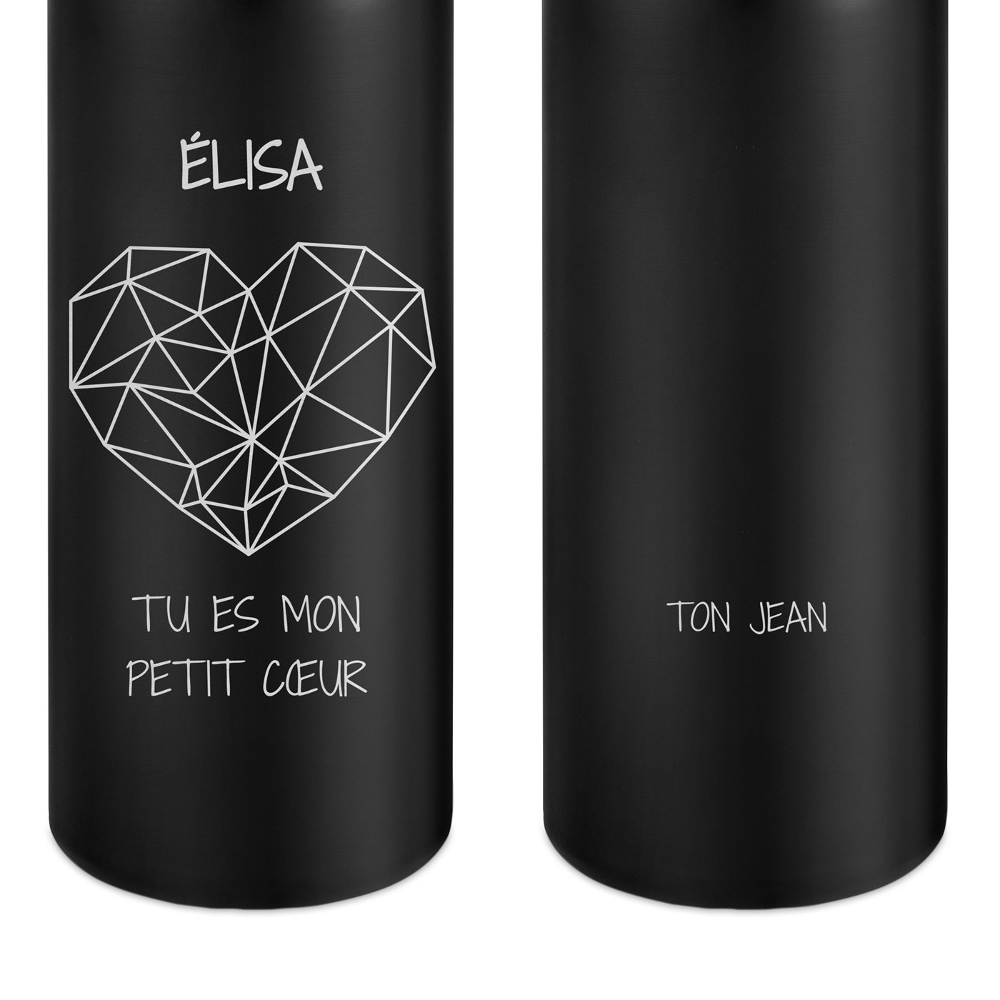 Mug thermos noir personnalisé avec un affichage LED pour une femme pour l'anniversaire de mariage