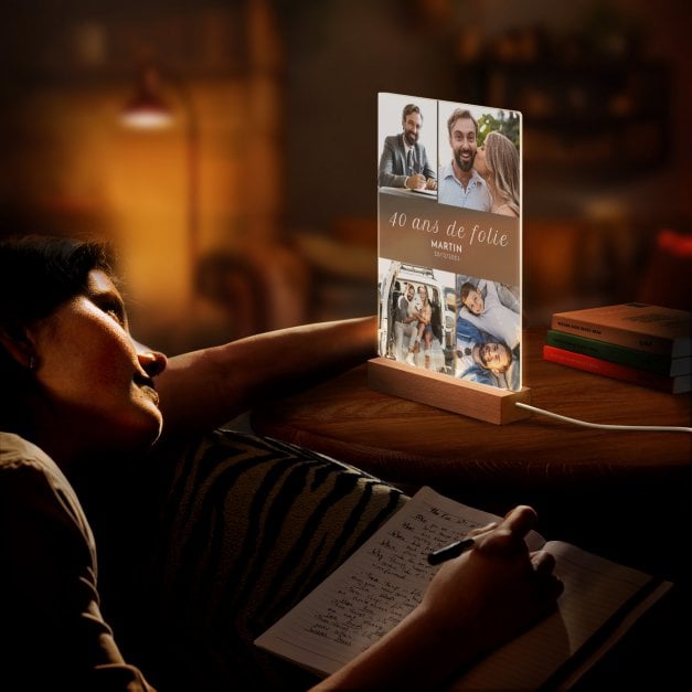 Lampe LED personnalisée de taille XL avec photo pour homme 40 ans