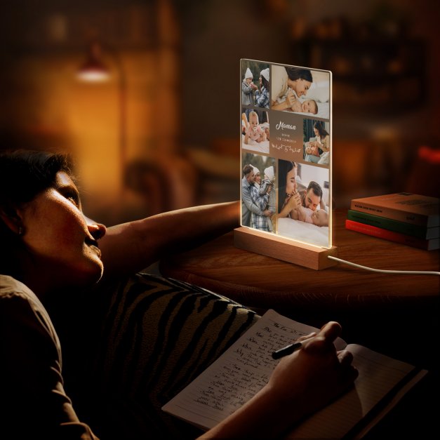 Lampe LED personnalisée de taille XL avec photo pour maman pour la fête des mères 