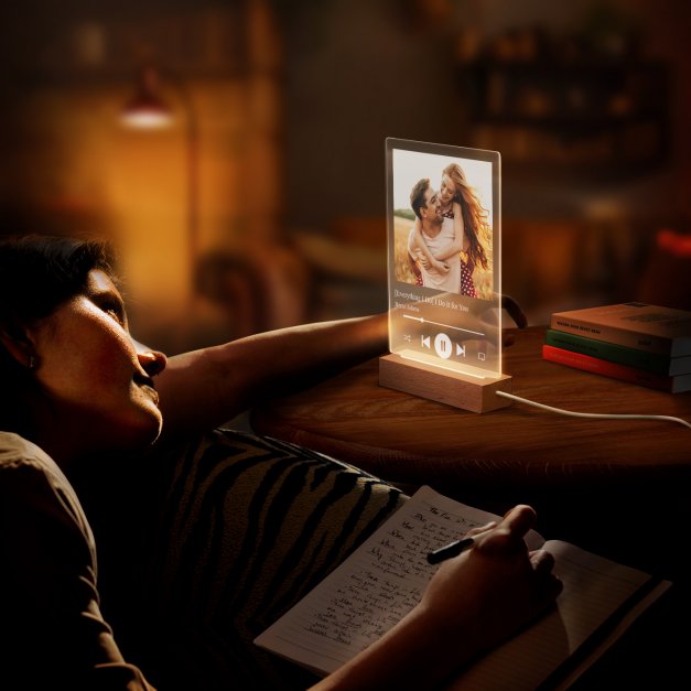 Lampe LED personnalisée de taille L avec photo pour couple motif Spotify
