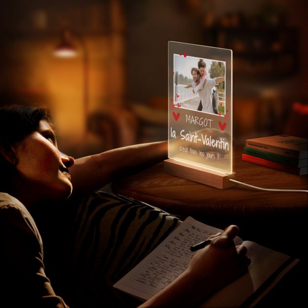 Lampe LED personnalisée de taille XL avec photo pour femme pour la Saint-Valentin