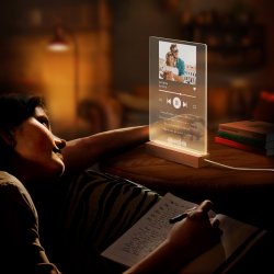Lampe LED personnalisée de taille XL avec photo pour couple musique