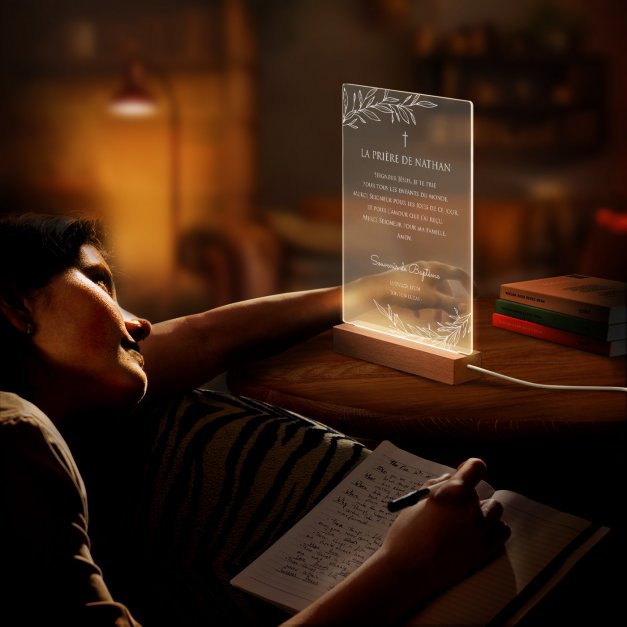 Lampe LED personnalisée de taille XL pour garçon pour baptême 
