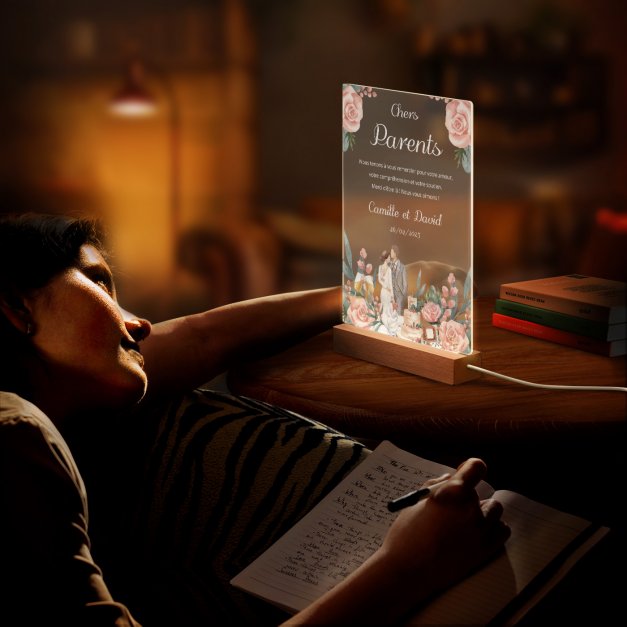 Lampe LED personnalisée de taille XL pour parents remerciement mariage