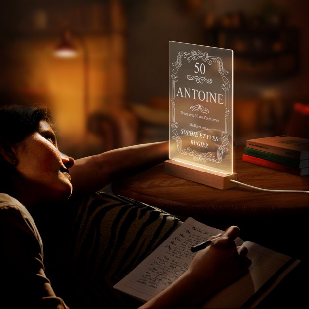Lampe LED personnalisée de taille XL pour gentleman 50 ans