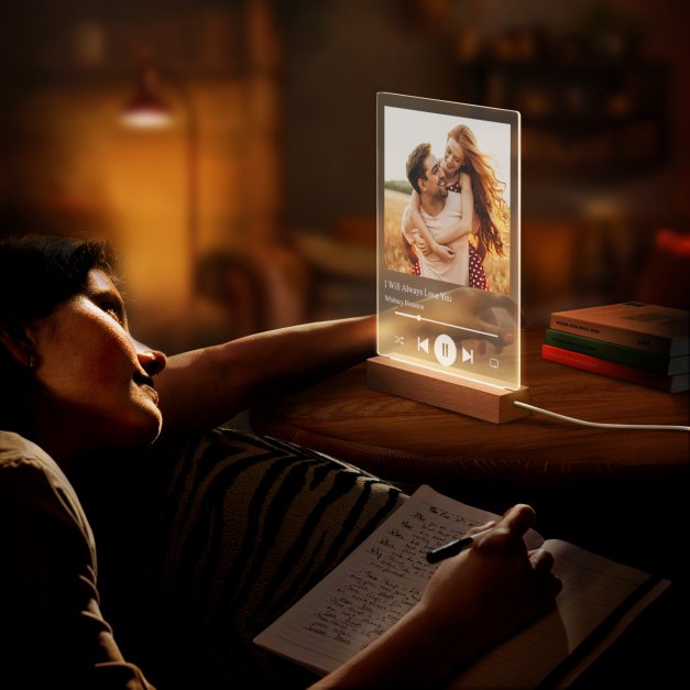 Lampe LED personnalisée de taille XL avec photo pour couple motif Spotify