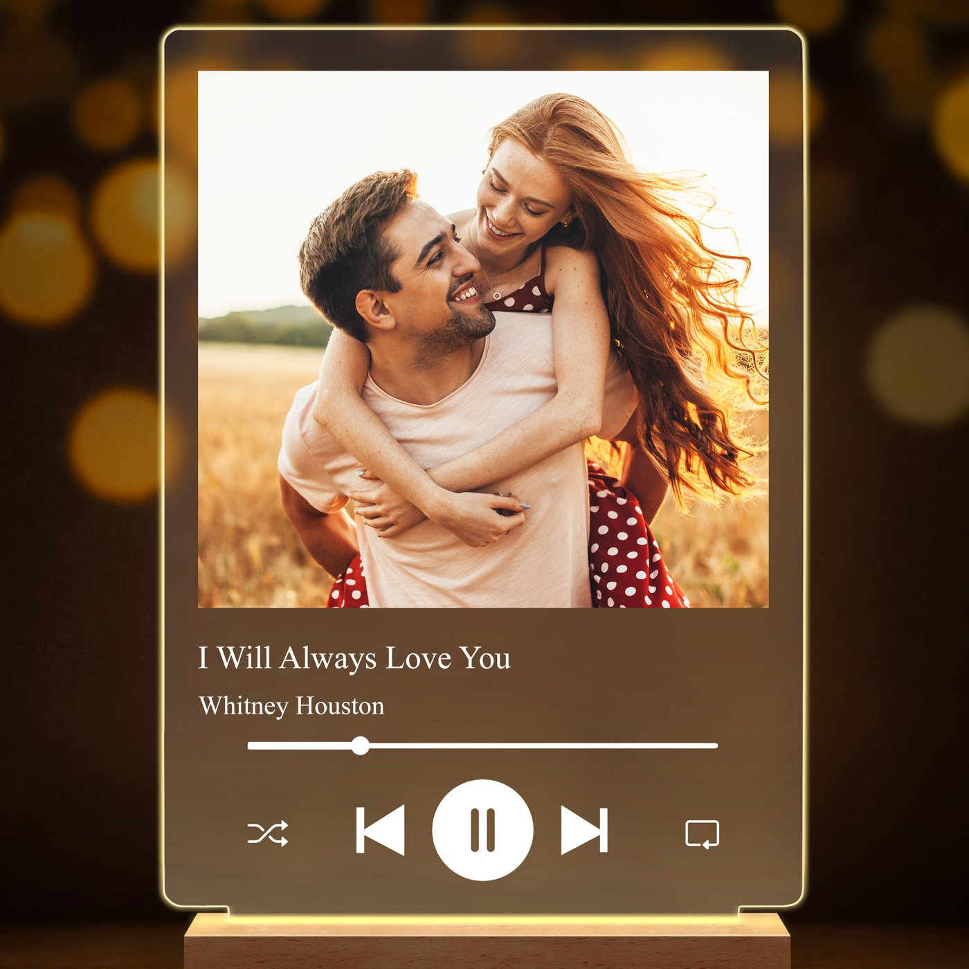 Lampe LED personnalisée de taille XL avec photo pour couple motif Spotify