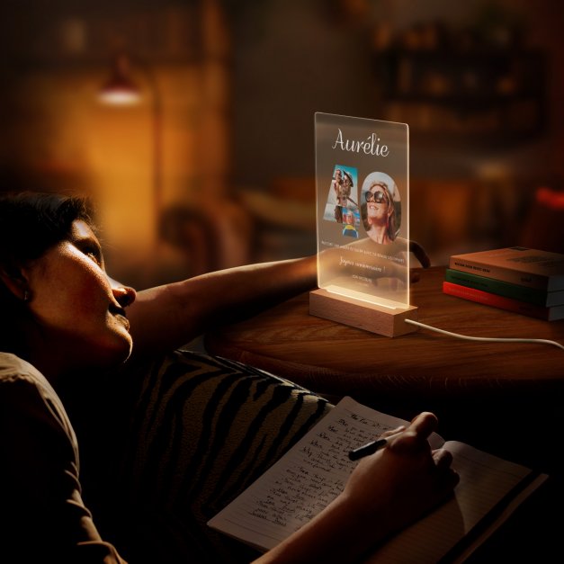 Lampe LED personnalisée de taille L avec photo pour elle pour ses 40 ans