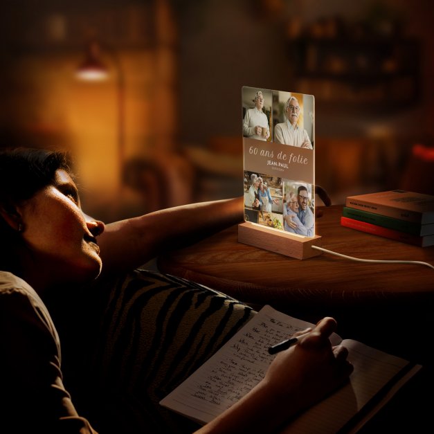 Lampe LED personnalisée de taille L avec photo pour homme 60 ans