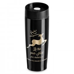 Mug thermique noir avec gravure avec fermeture Quick-Press pour un proche pour Noël
