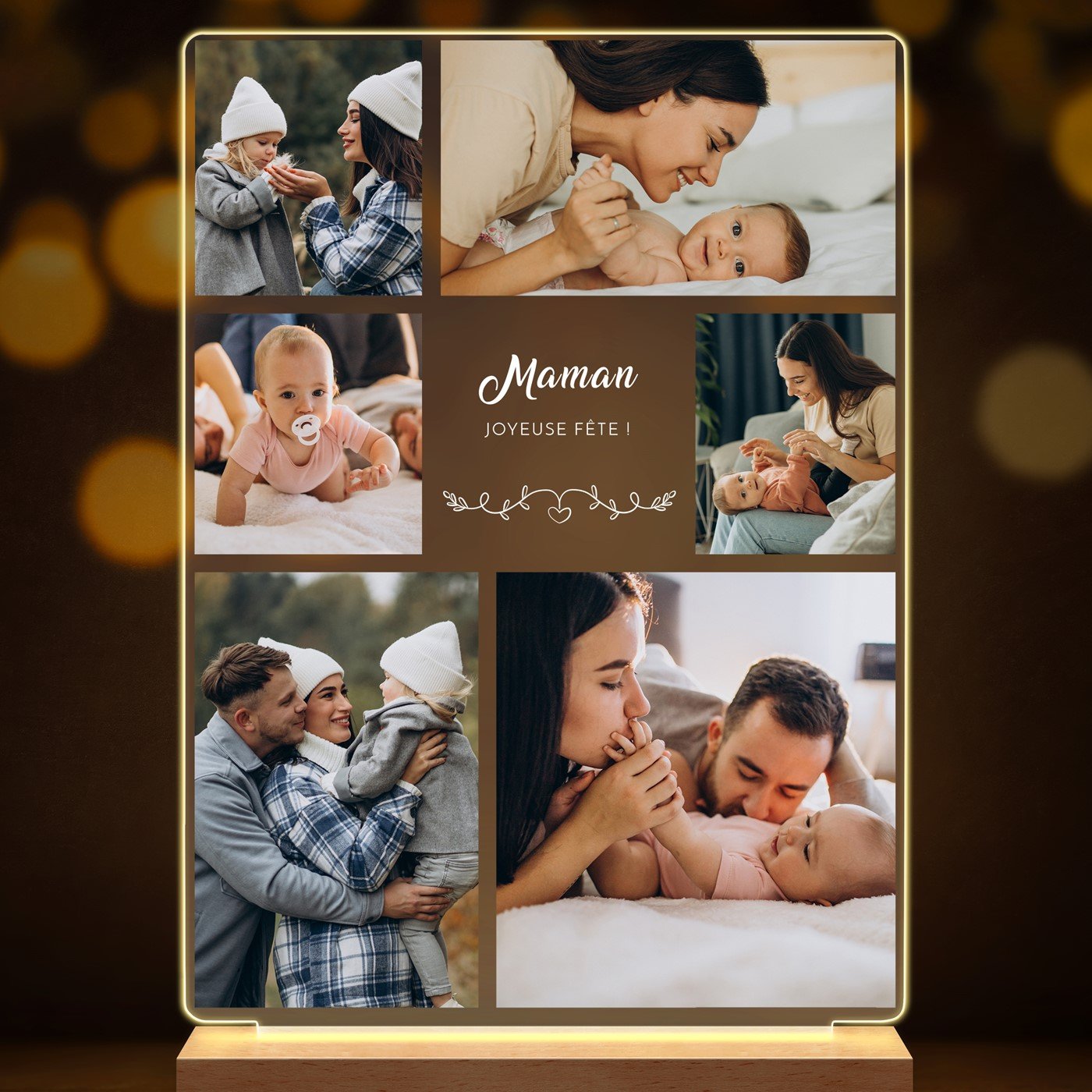 Lampe LED personnalisée de taille L avec photo pour maman pour la fête des mères