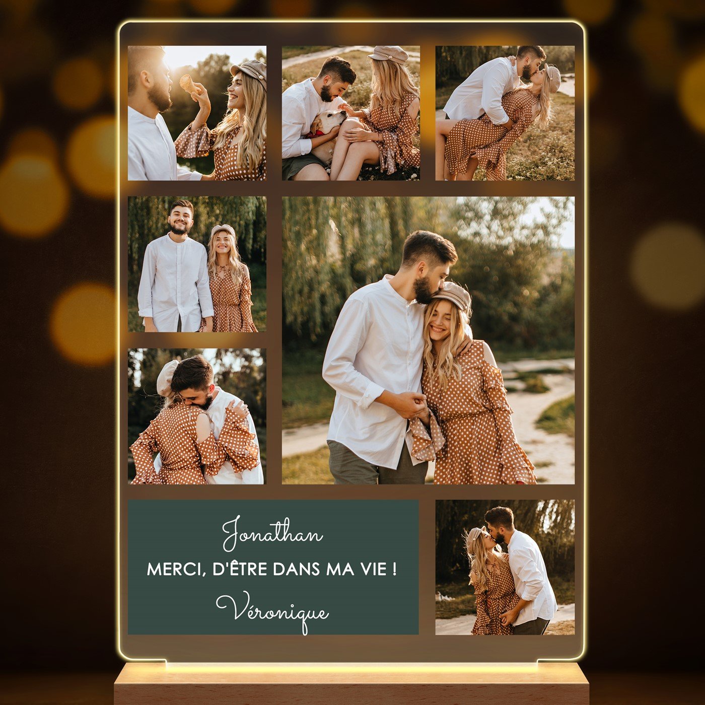 Lampe LED personnalisée de taille L avec photo pour mari pour la Saint-Valentin